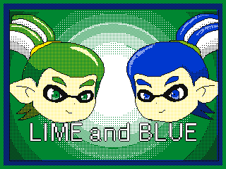 [JP] Splatoon MGM 'Lime and Blue' Short. by Mr.Luigi15 (Flipnote thumbnail)